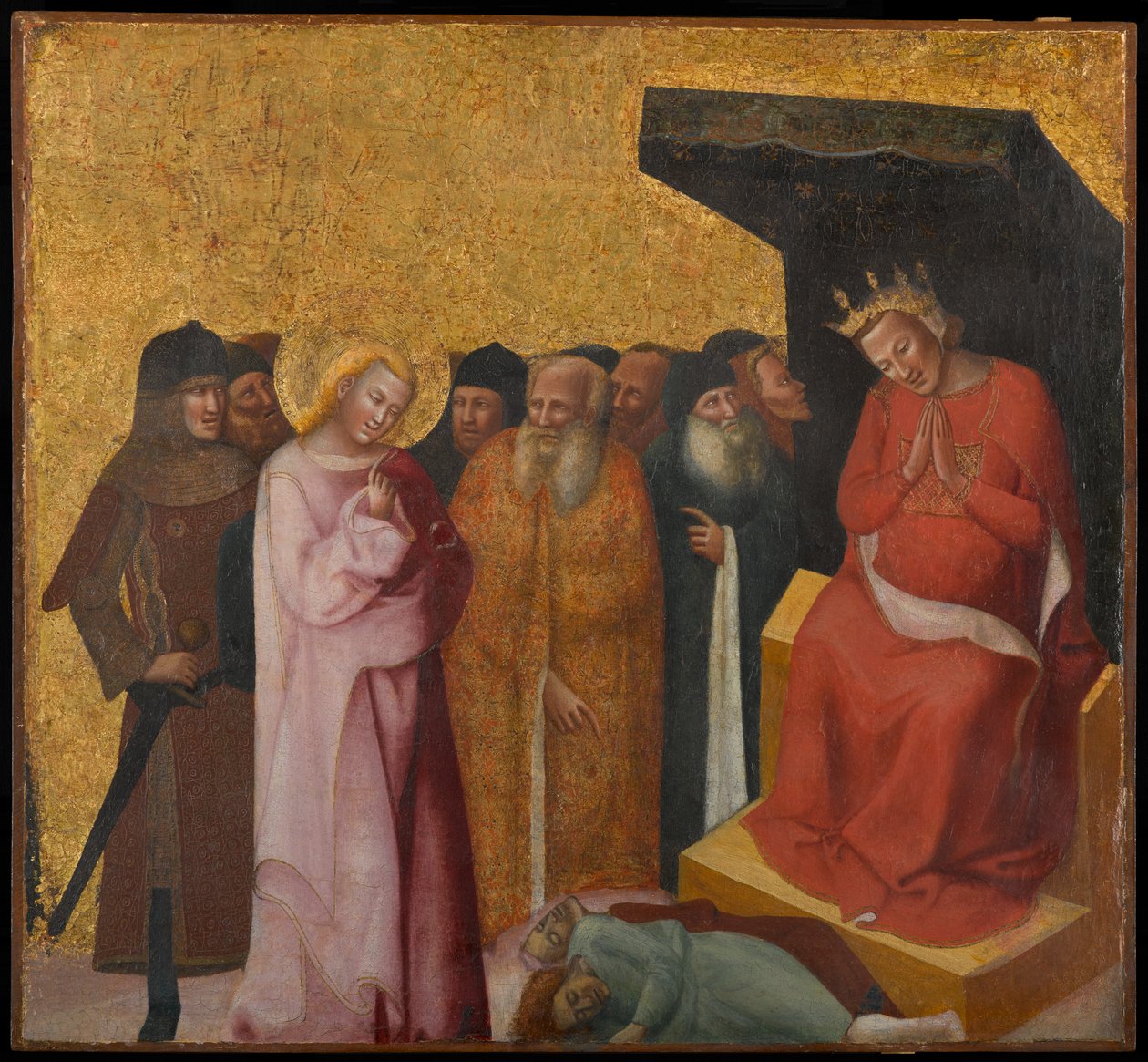 Pyhä Johannes evankelista, joka palauttaa kaksi miestä henkiin, noin 1325-1330 (tempera ja kultalehti paneelissa) tekijältä Pseudo Jacopino di Francesco