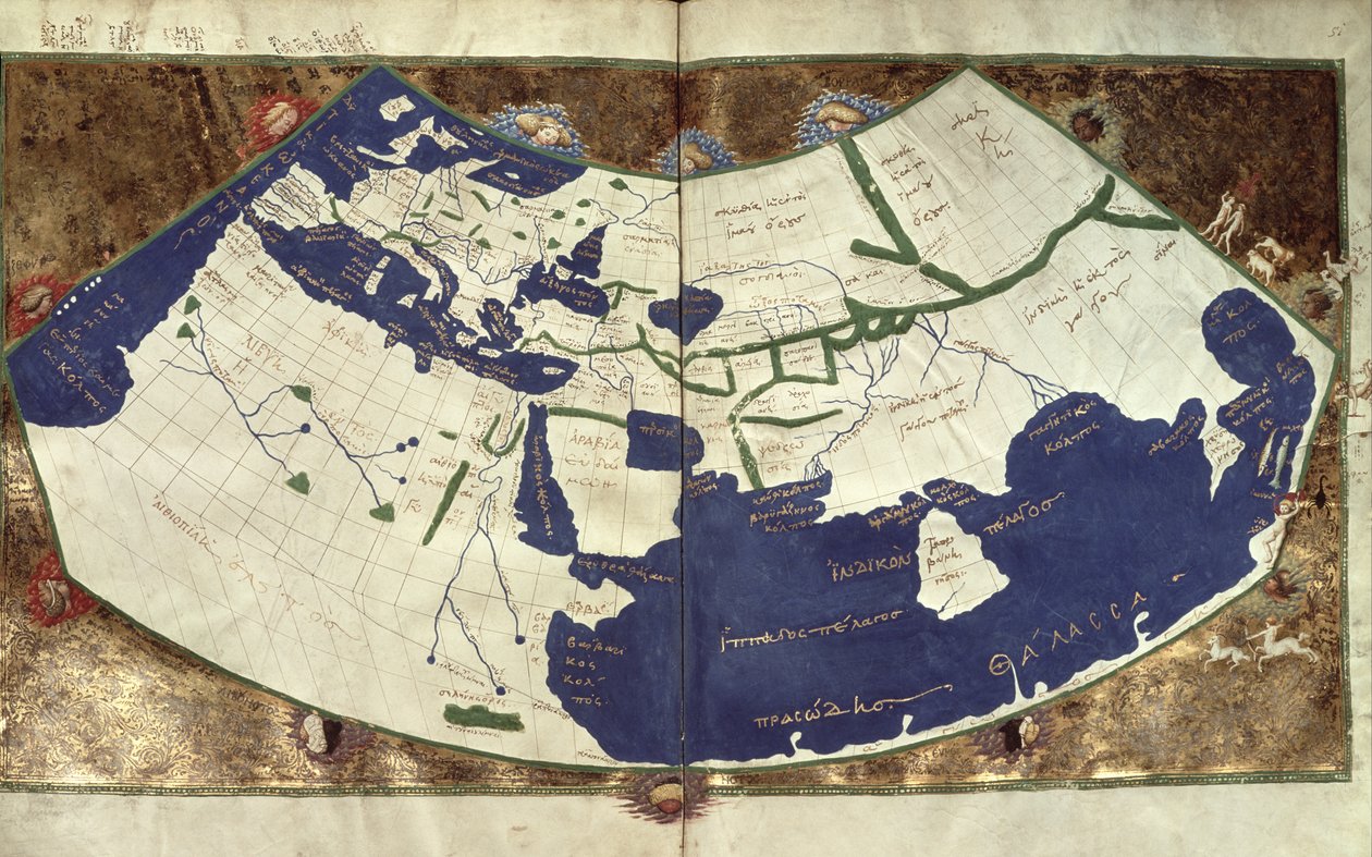Tunnetun maailman kartta, "Geographia" tekijältä Ptolemy