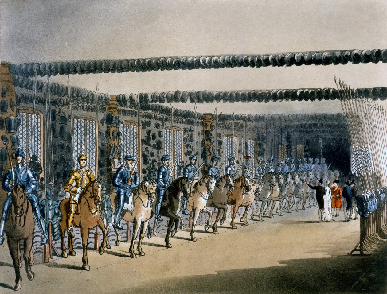 Horse Armor Tower, R. Ackermanin painatus, 1809 tekijältä Pugin and Rowlandson