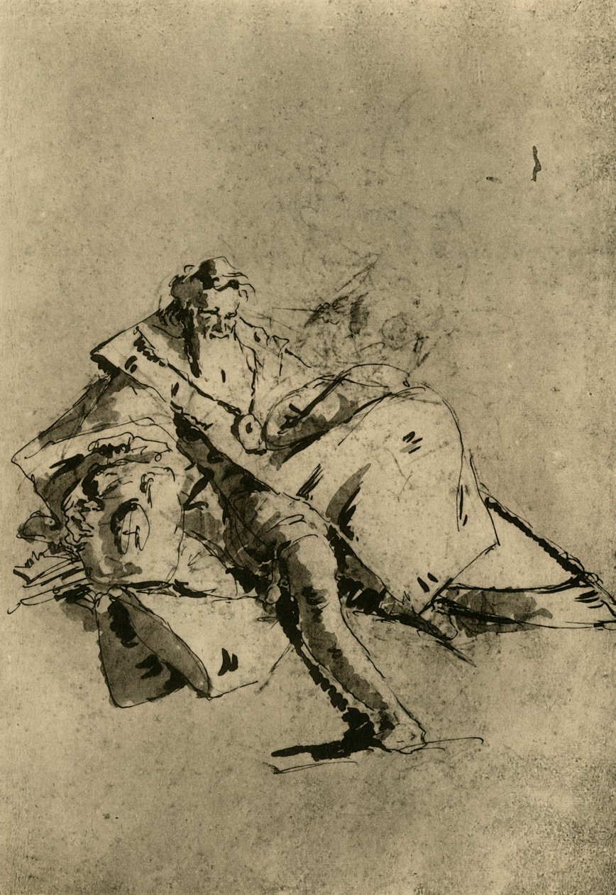"Vanha mies istuu", 1700-luku, 1928 tekijältä Pupil of Tiepolo