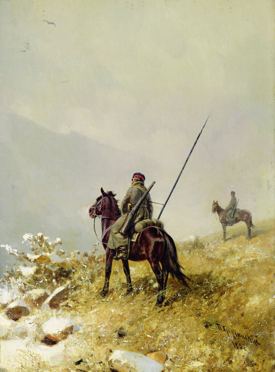 The Patrol, 1887 (öljy pahville) tekijältä Pyotr Nikolayevich Grusinsky