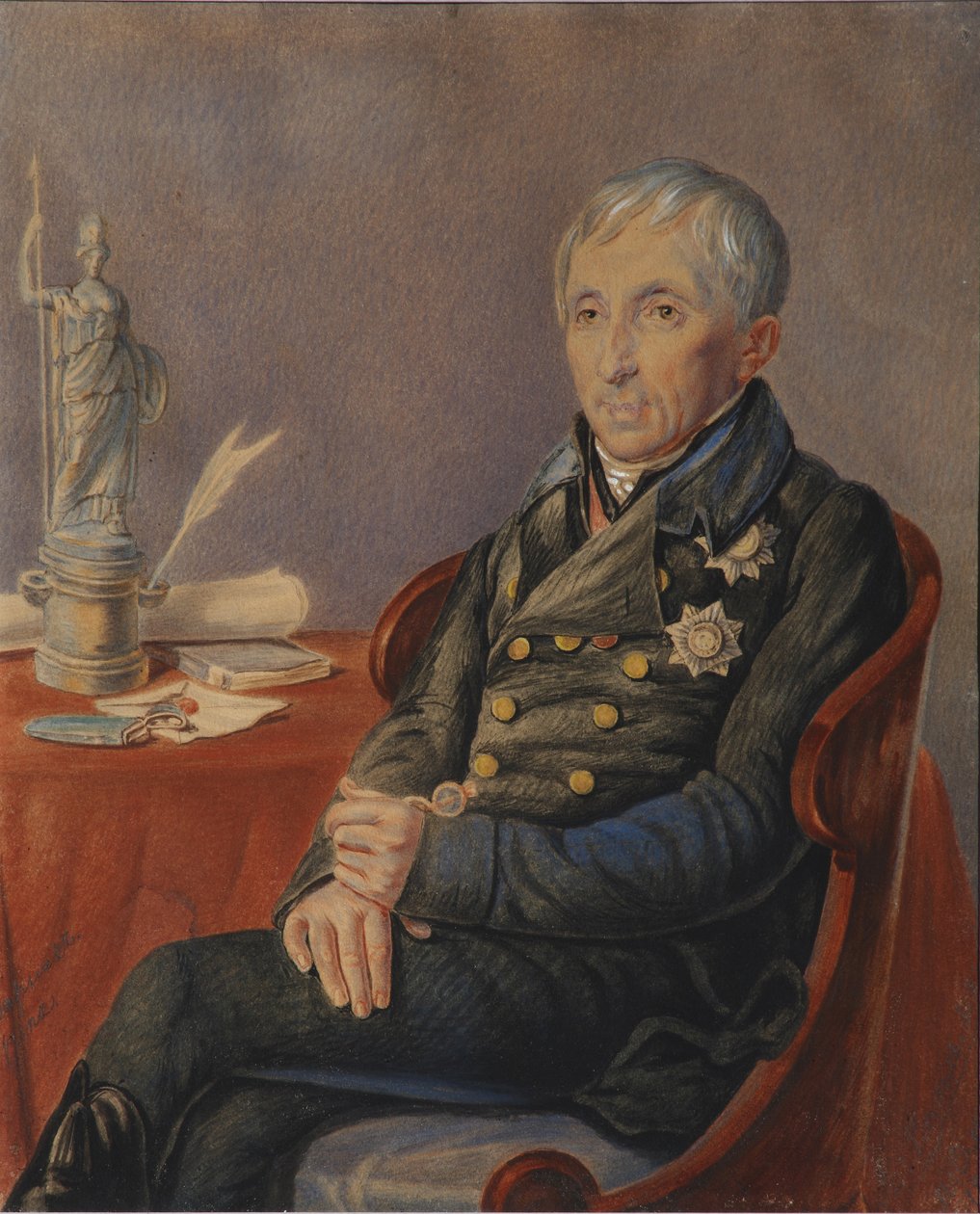 Aleksei Nikolajevitš Oleninin muotokuva 1763-1843, 1820-luku tekijältä Pyotr Alexeevich Olenin