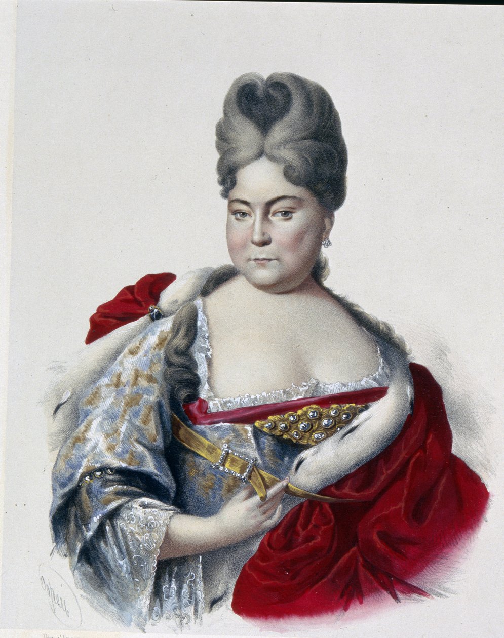 Venäjän suurherttuatar Natalja Aleksejevna (1673-1716), tsaari Pietari I Suuren (1672-1725) sisar, muotokuva. (Venäjän suurherttuatar Natalja Aleksejevna, tsaari Pietari Suuren sisar, muotokuva). Pjotr ​​Fjodorovitš Borelin (1829-1898) työ, tekijältä Pyotr Fyodorovich Borel