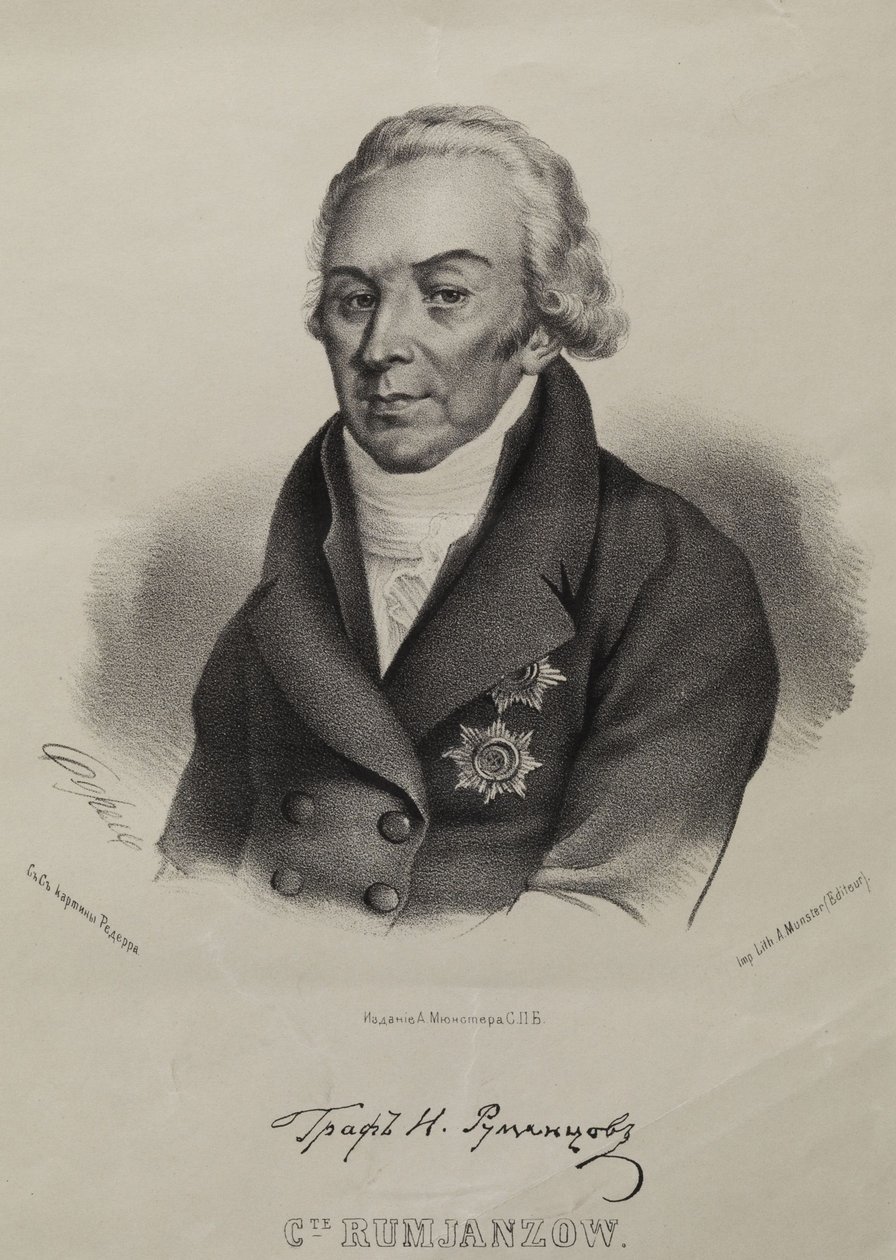 Kreivi Nikolai Petrovitš Rumjantsevin muotokuva 1754-1826 tekijältä Pyotr Fyodorovich Borel
