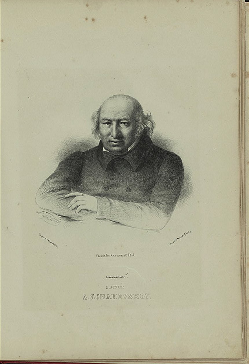 Muotokuva kirjailijasta prinssi Alexander Shakhovskoi 1777-1846, 1860-luku tekijältä Pyotr Fyodorovich Borel