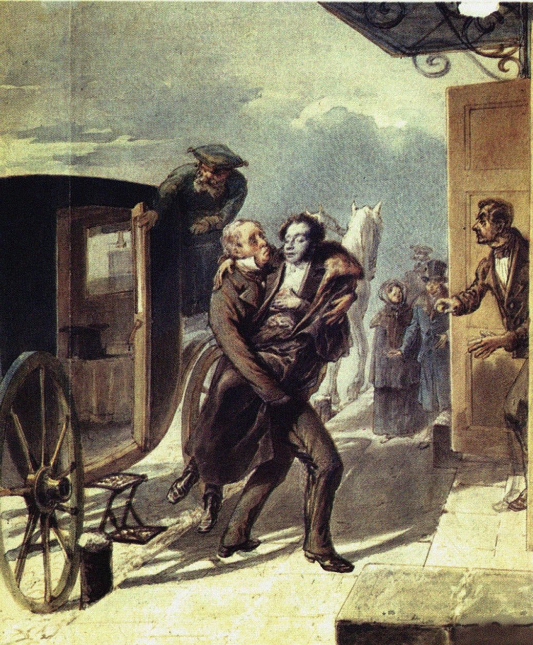 Pushkin kaksintaistelun jälkeen, 1855 tekijältä Pyotr Fyodorovich Borel