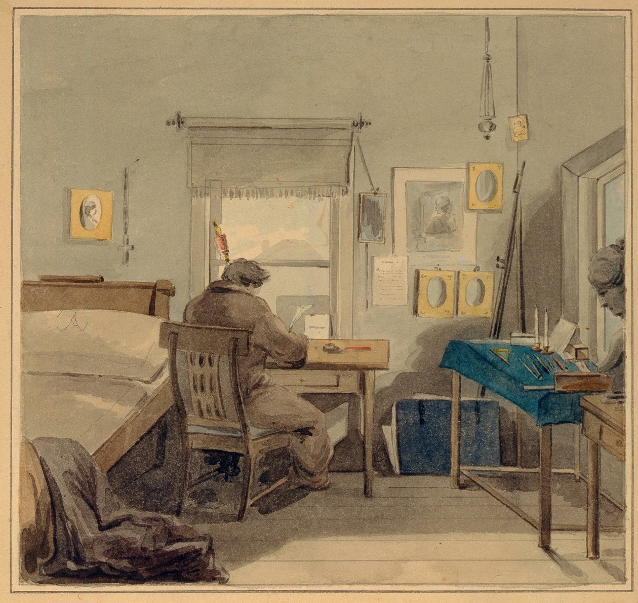 Töissä. Pavel Nashchokinin talossa, 1824 tekijältä Pyotr Fyodorovich Sokolov