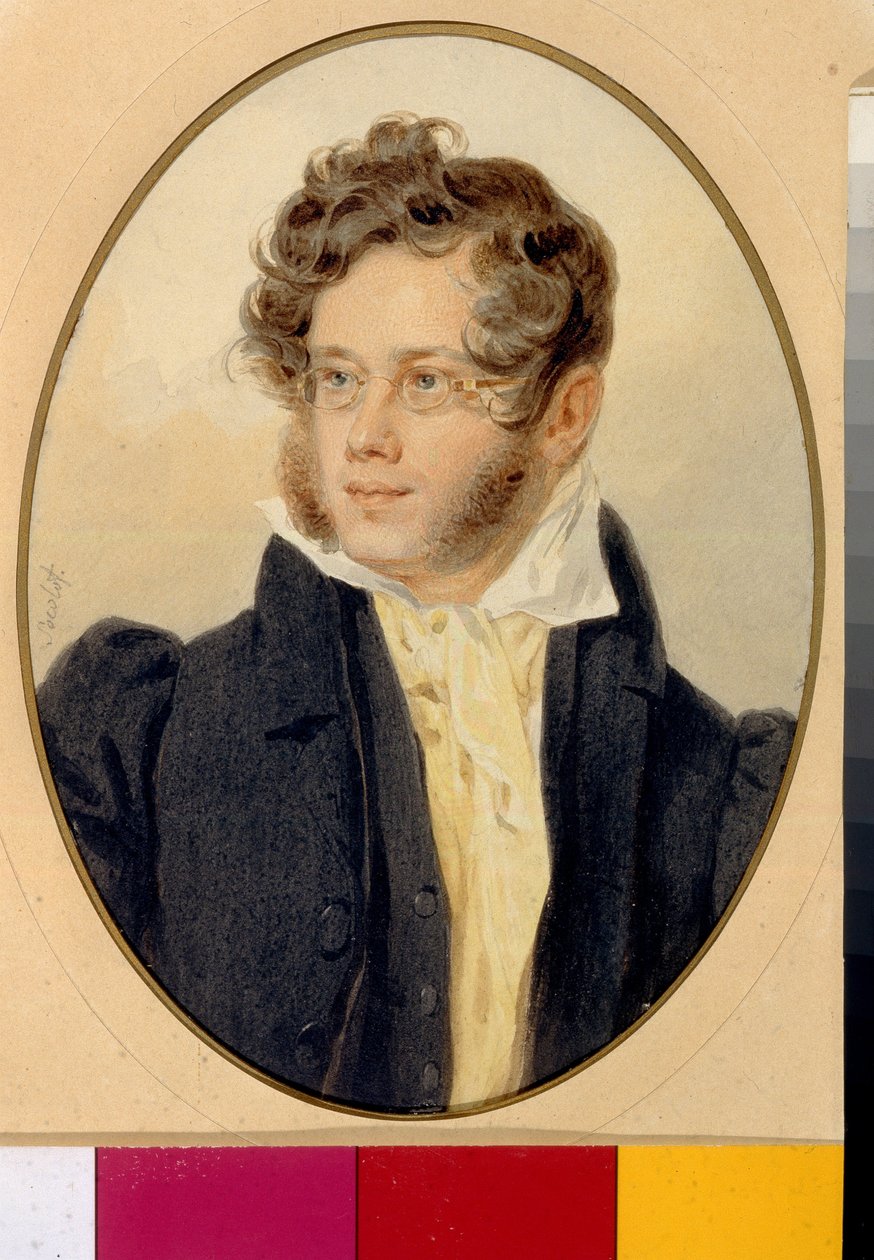 Prinssi Piotr Andreievitch Viazemskin muotokuva (Pierre Wiazemsky) (1792-1878), runoilija russe (runoilijaprinssi Pjotr ​​A. Vjazemskyn muotokuva). Oeuvre de Pjotr ​​(Piotr) Fjodorovitš Sokolov (Pierre Sokolov) (1791-1848) tekijältä Pyotr Fyodorovich Sokolov