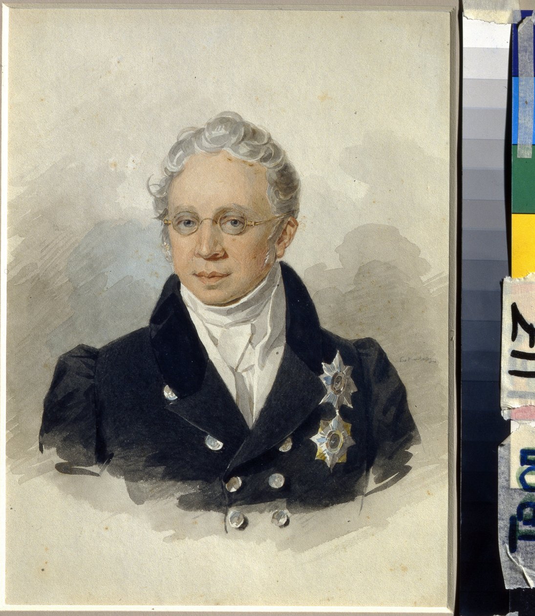 Muotokuva kreivi Charles Robert de Nesselrodesta (Karl Robert von Nesselrode) (1780-1862). (Kreivi K. R. Nesselroden muotokuva). Pjotr ​​(Piotr) Fjodorovitš Sokolov (Pierre Sokolov) (1791-1848) työ, akvarelli paperille, vuoden 1829 jälkeen. Venäläinen taid tekijältä Pyotr Fyodorovich Sokolov