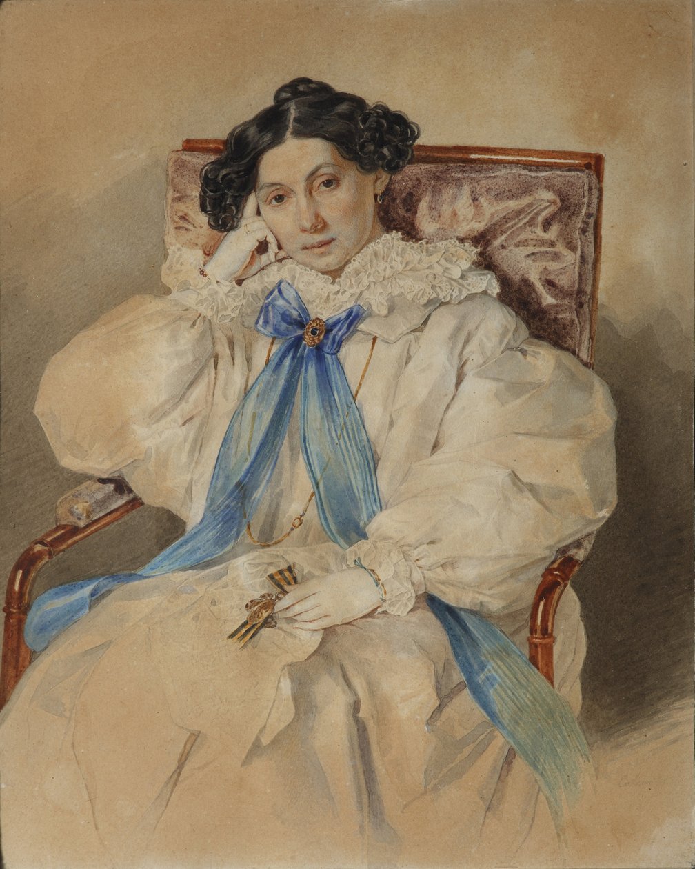 Muotokuva Elizabeth Mikhailovna Khitrovosta 1783-1839, 1838 tekijältä Pyotr Fyodorovich Sokolov