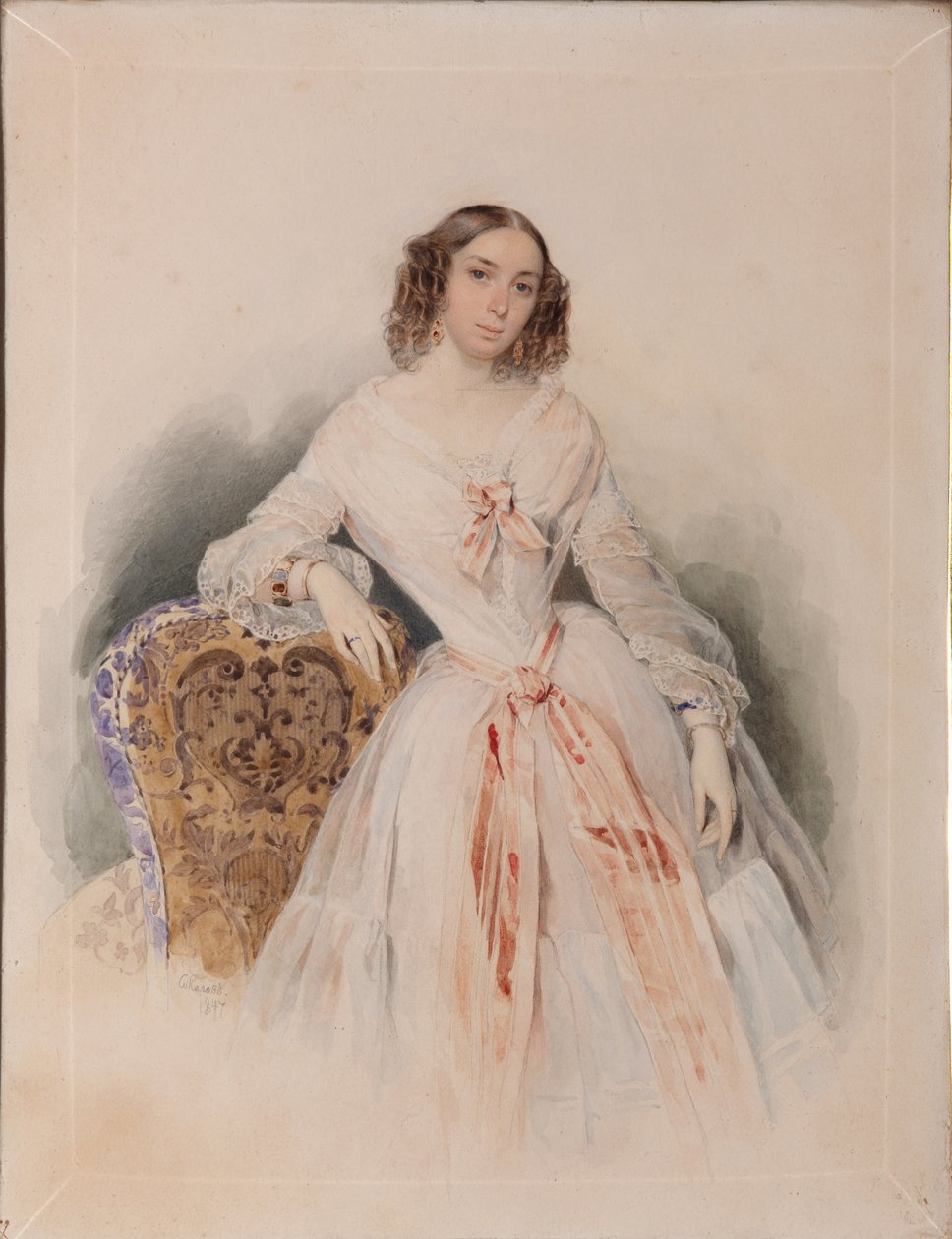 Praskovia Nikolaevna Ryuminan muotokuva 1821-1897, 1847 tekijältä Pyotr Fyodorovich Sokolov