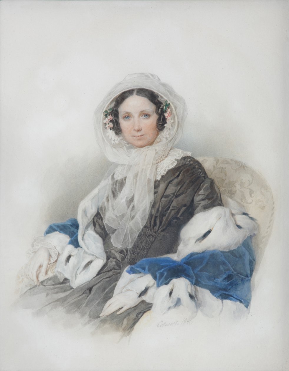 Jelena Fjodorovna Ryuminan muotokuva 1800-1874, 1846 tekijältä Pyotr Fyodorovich Sokolov
