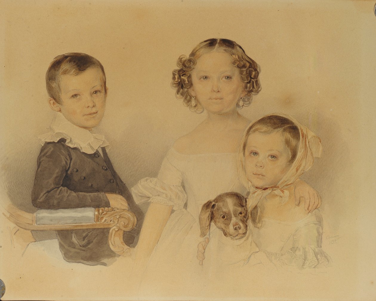 Lanskoy-lasten muotokuva, 1839 tekijältä Pyotr Fyodorovich Sokolov