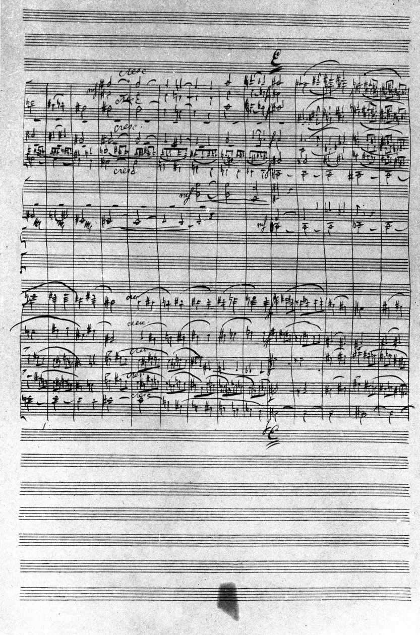 Käsikirjoitus Piotrin tai Pjotr Iljitš Tšaikovskin (tai Tšaikovskin tai Cajkovskij tai Tšaikovskin baletin Pähkinänsärkijä) partituurista tekijältä Pyotr Ilyich Tchaikovsky