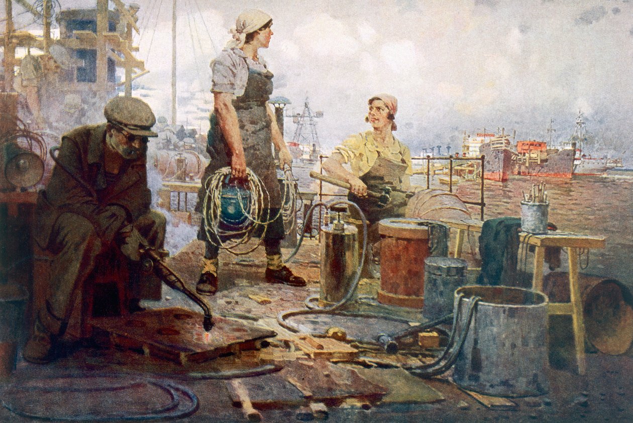 Punainen Sormovon telakka, n.1920 (värilitro). tekijältä Pyotr Ivanovich Kotov