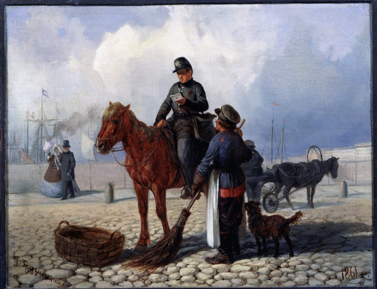 Postimies (Postimies). Pjotr ​​Nikolajevitš Grusinskyn (1837-1892) maalaus öljy kankaalle tekijältä Pyotr Nikolayevich Grusinsky