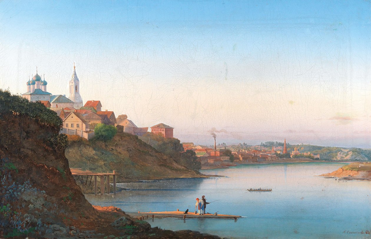Moskovan Krutitsyn Dormition-kirkko taustalla Simonovin luostari, 1858. tekijältä Pyotr Sergeevich Stepanov