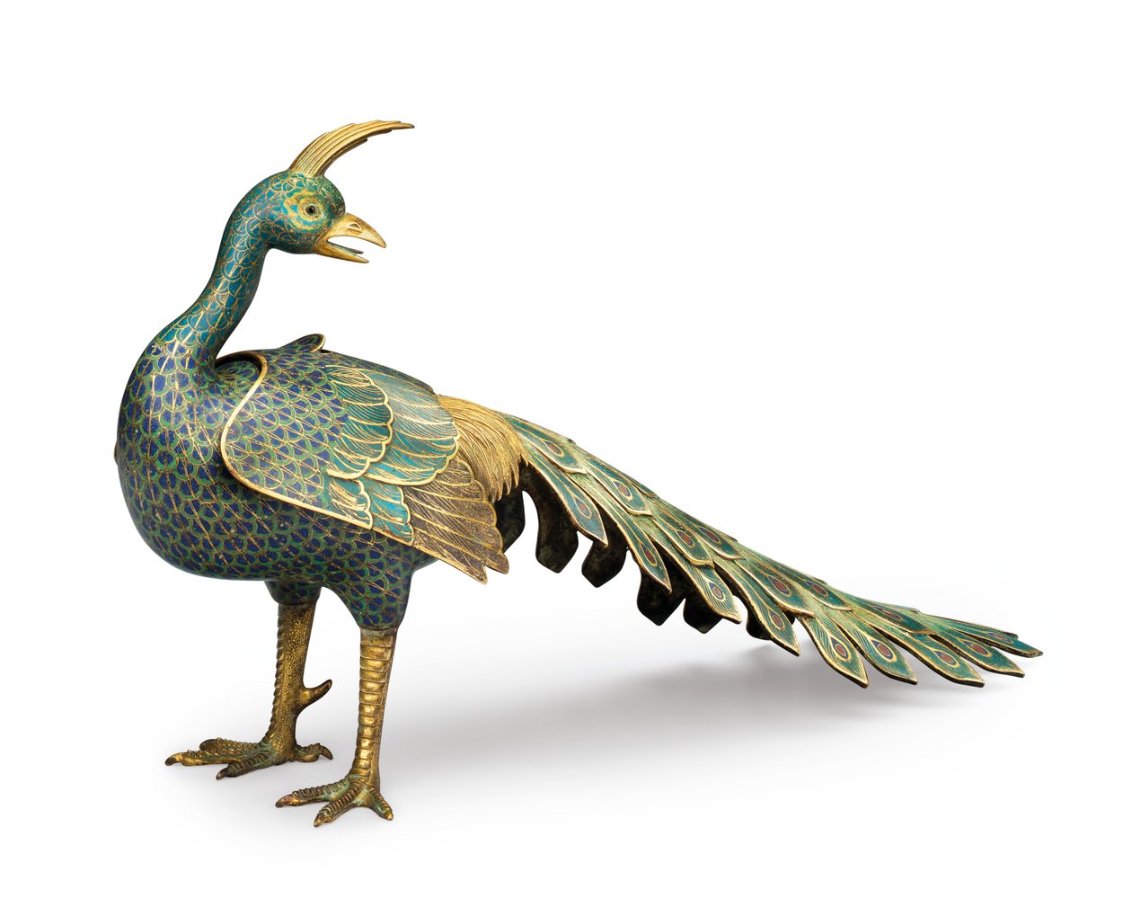Cloisonne riikinkukon muotoinen suitsutusastia tekijältä Qing Dynasty   Qianlong Period Chinese School