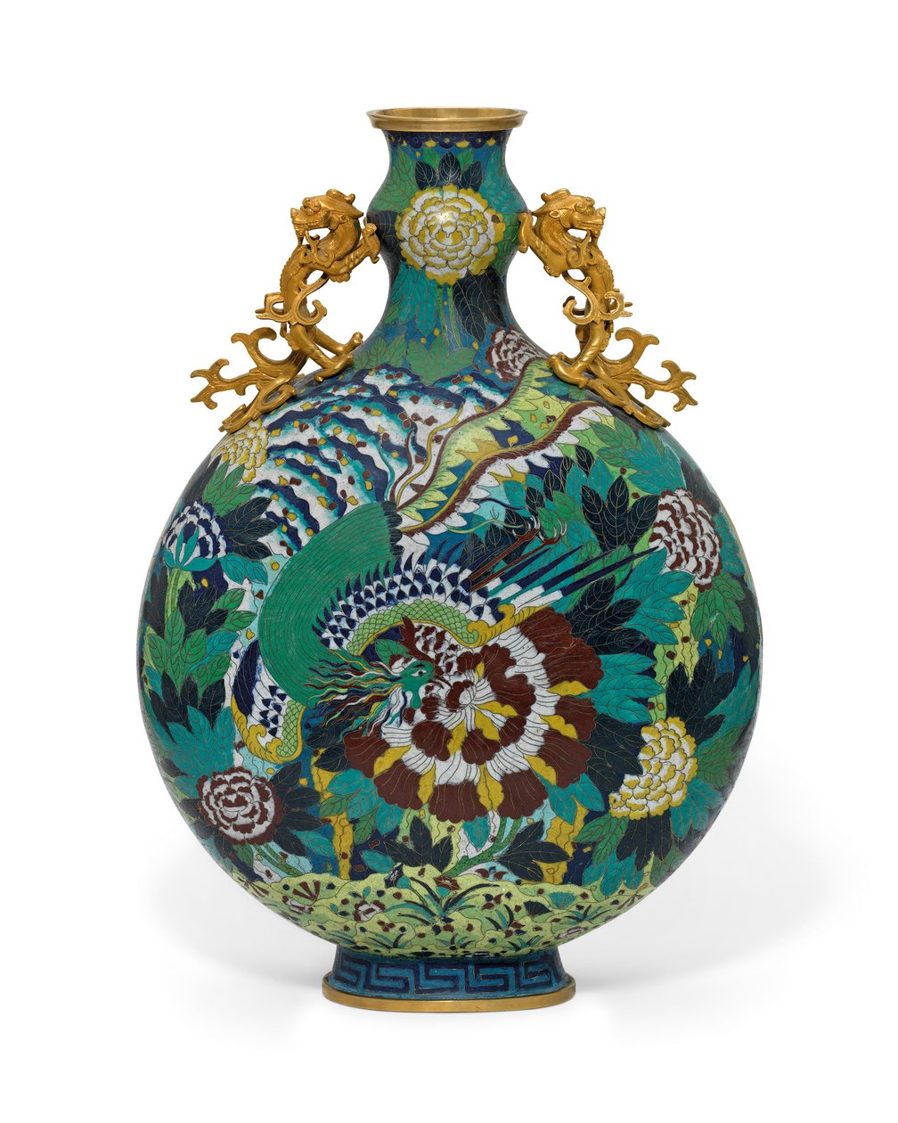 Suuri Cloisonné emali kuupullo (emali) tekijältä Qing Dynasty Chinese School