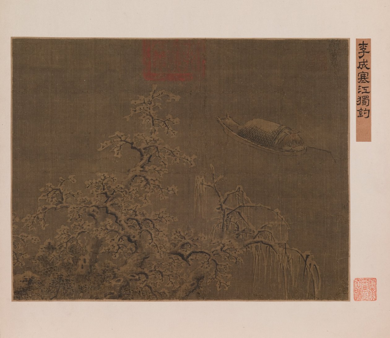 Kalastus yksin jäisessä joessa tekijältä Qing Dynasty Chinese School