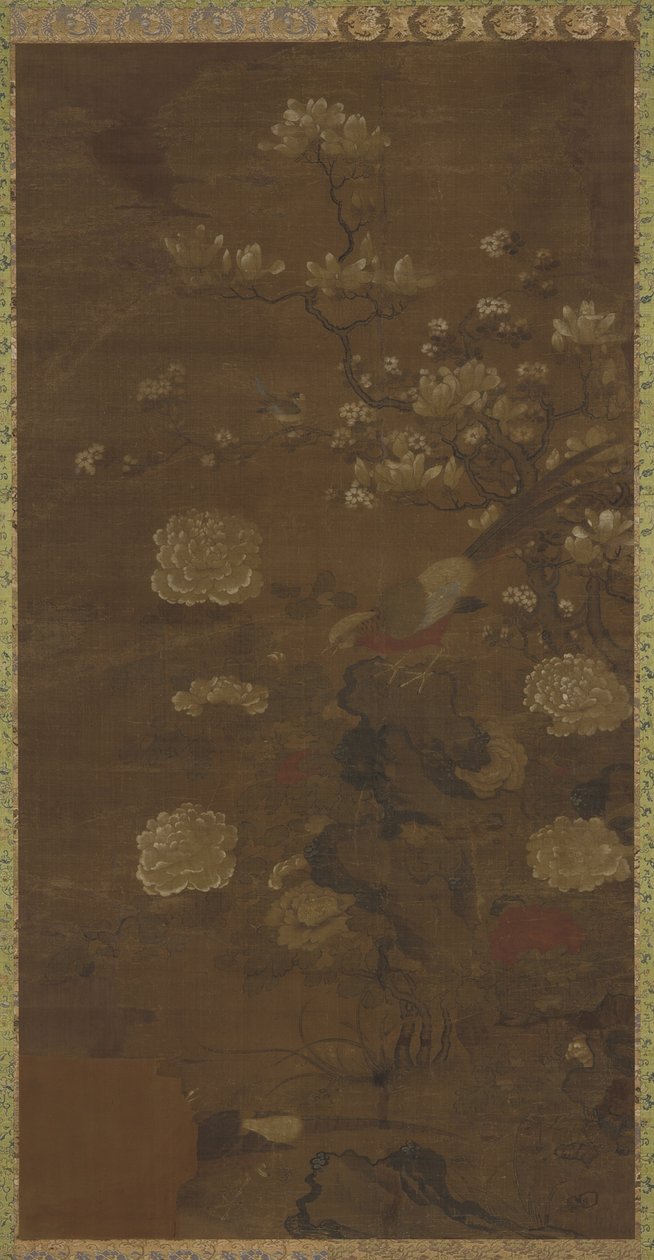 Magnoliat, pionit ja fasaanit tekijältä Qing Dynasty Chinese School