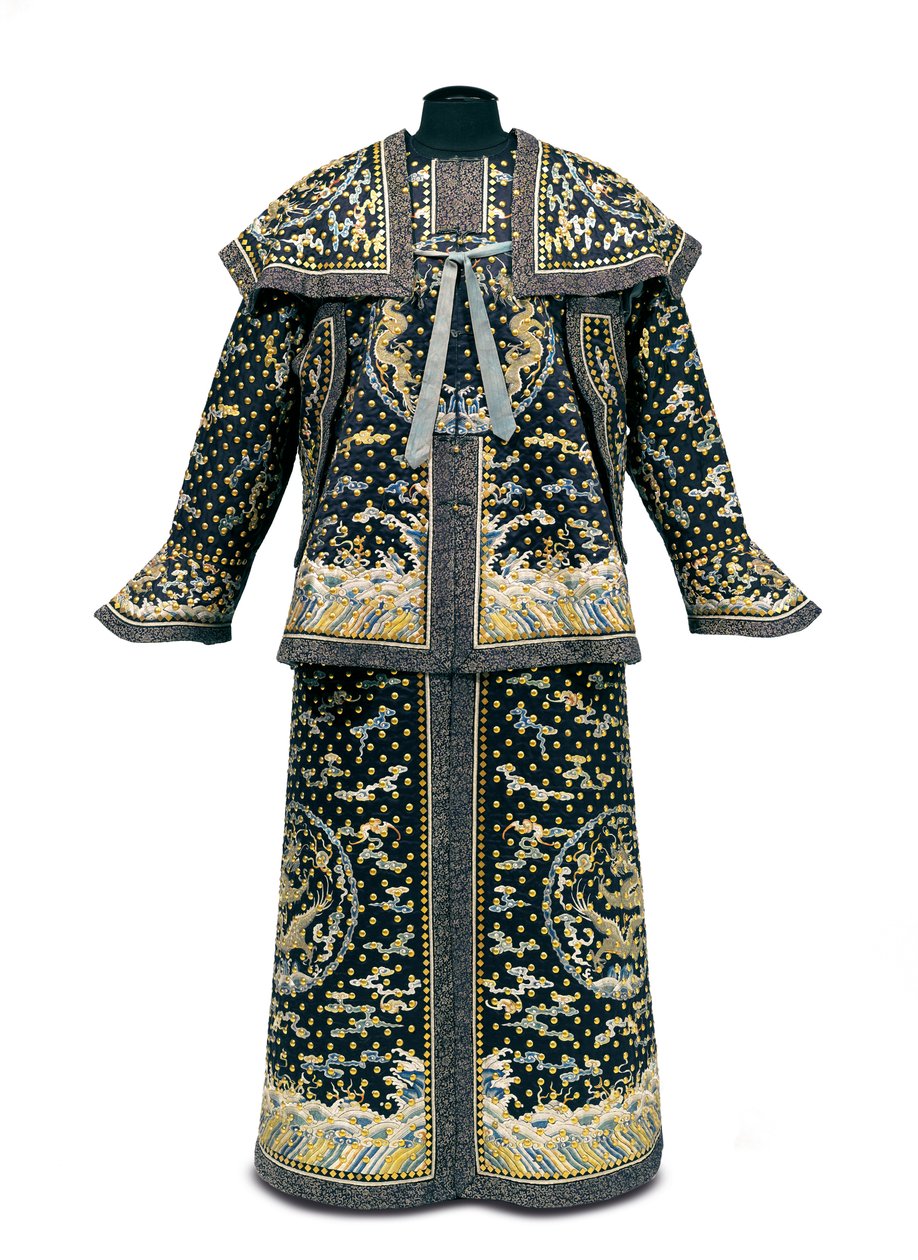 Harvinainen keisarillisen vartijan seremoniallinen univormu, Qianlong / Jiaqing-kausi (1736-1820) (silkkisatiini) (katso myös 992766-7) tekijältä Qing Dynasty Chinese School