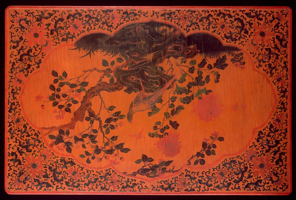 Pöytälevy, Kangxi-kausi (1662-1722) (lakattu puu- ja hamppukangas) (katso myös 272135) tekijältä Qing Dynasty Chinese School