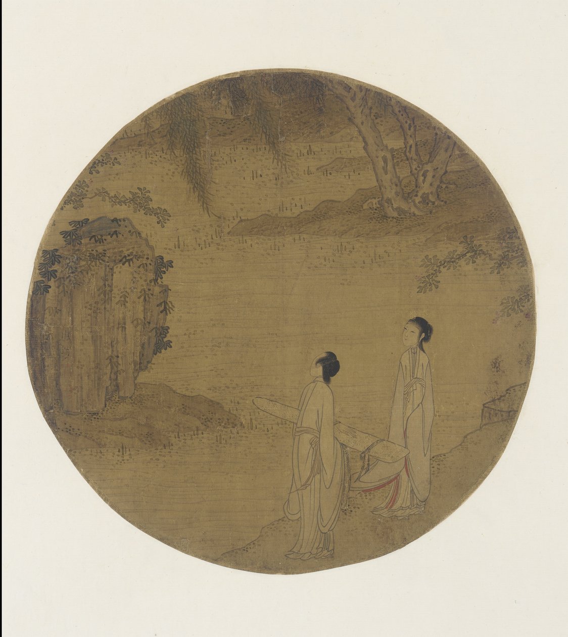 Kaksi naista qinin (sitra) kanssa tekijältä Qing Dynasty Chinese School