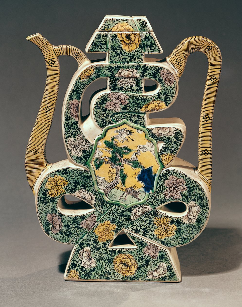 Viinimaljakko hahmon "shou" muodossa (keraaminen) tekijältä Qing Dynasty Chinese School