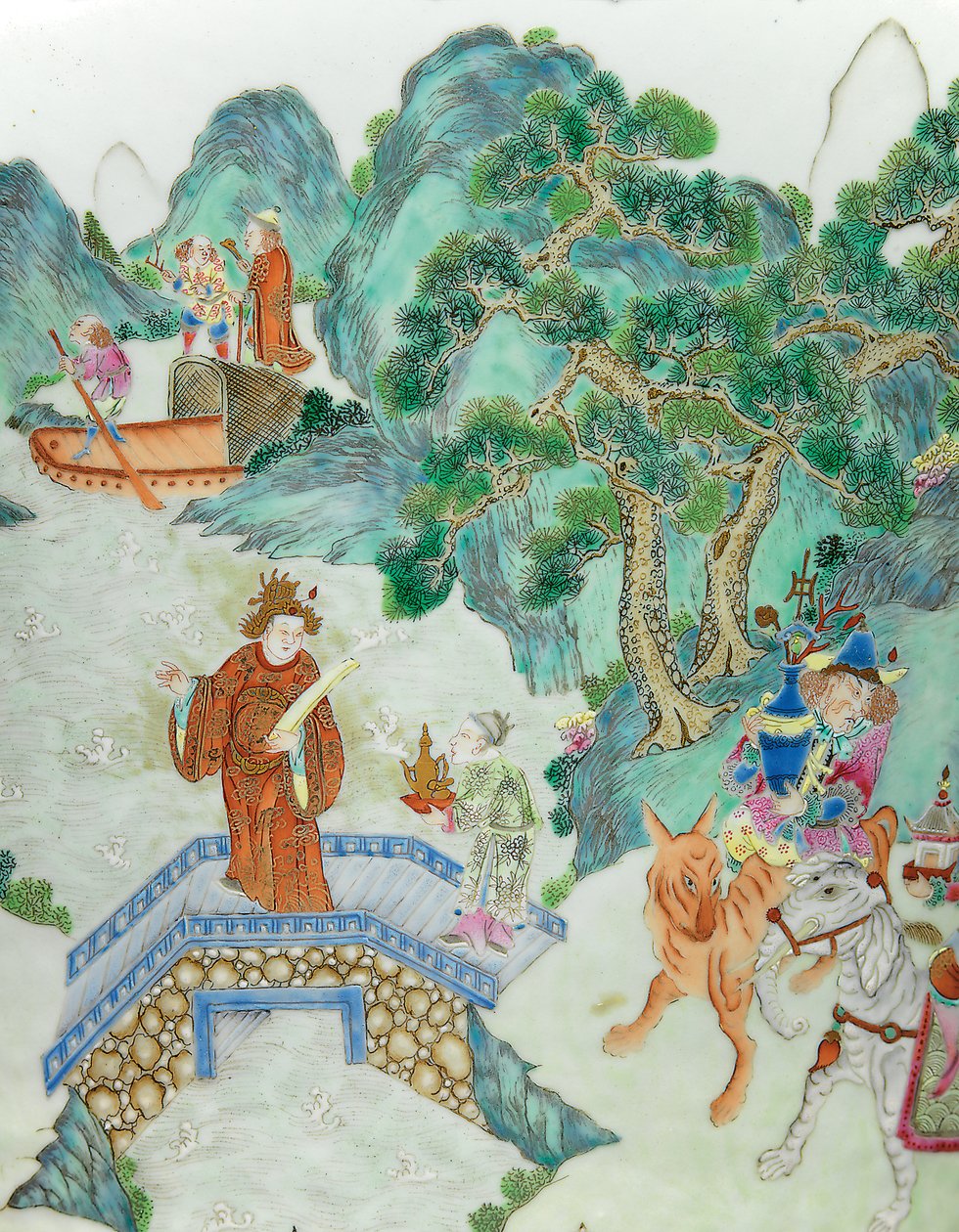 Yksityiskohta yhdestä Imperial Famille -ruusumaljakosta (keraamiset) tekijältä Qing Dynasty   Jiaqing Period Chinese School