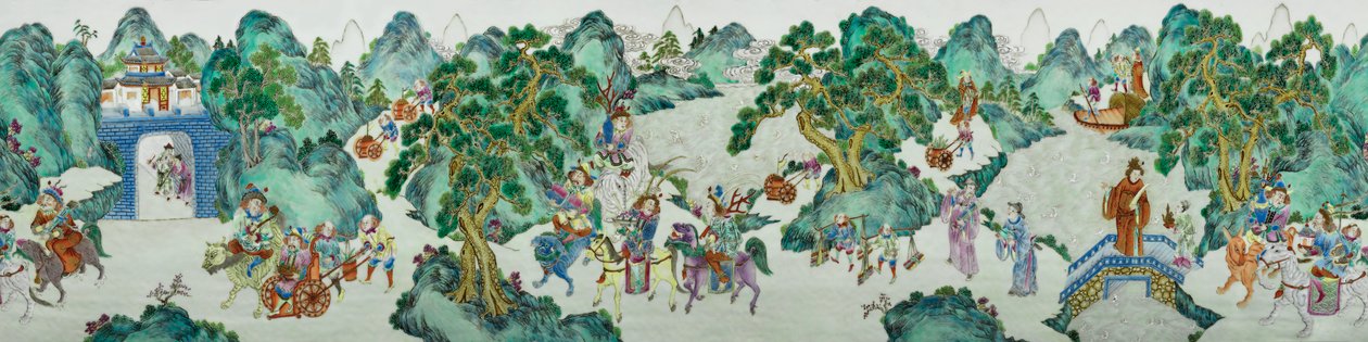 Yksityiskohta yhdestä Imperial Famille -ruusumaljakosta (keraamiset) tekijältä Qing Dynasty   Jiaqing Period Chinese School