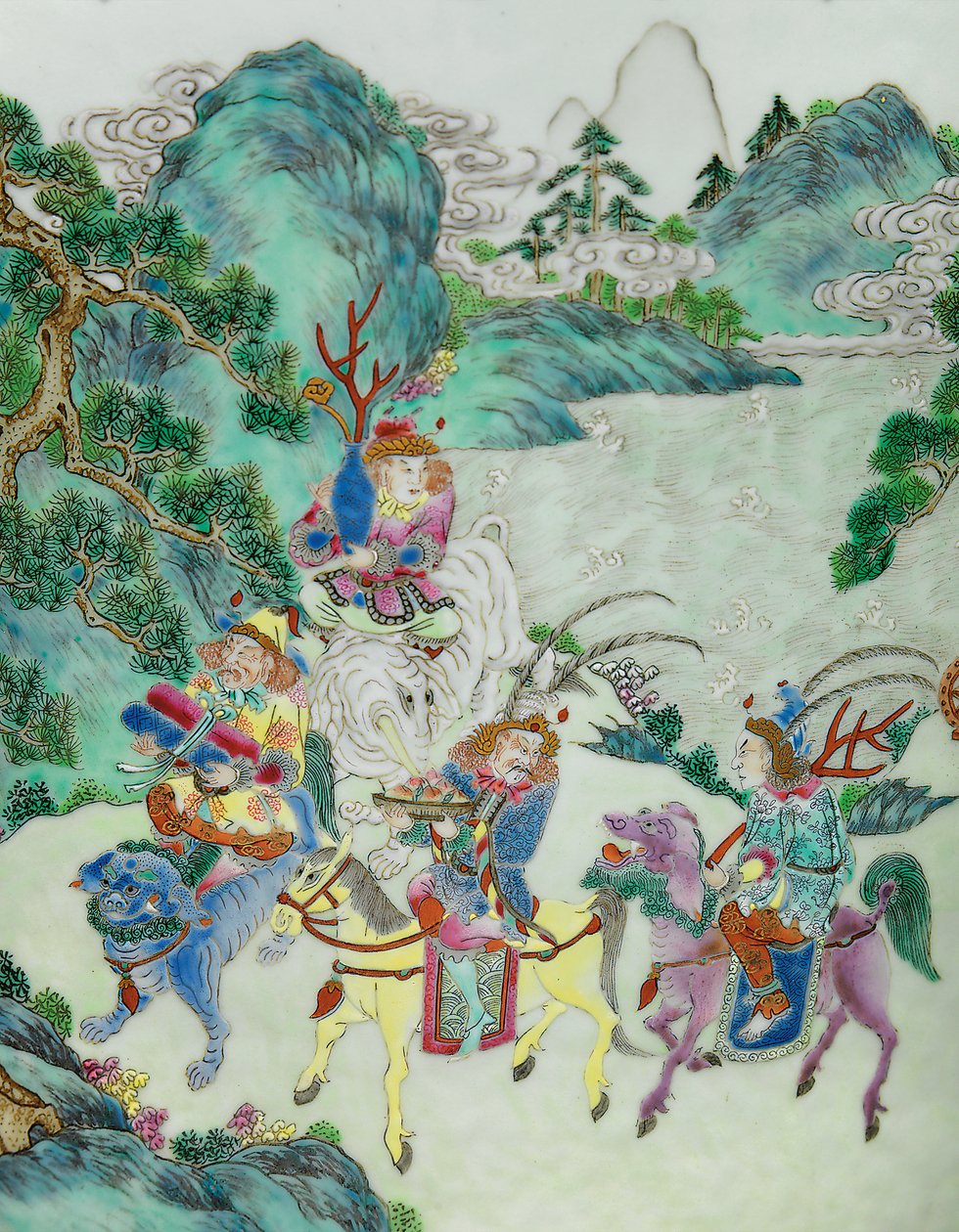 Yksityiskohta yhdestä Imperial Famille -ruusumaljakosta (keraamiset) tekijältä Qing Dynasty   Jiaqing Period Chinese School