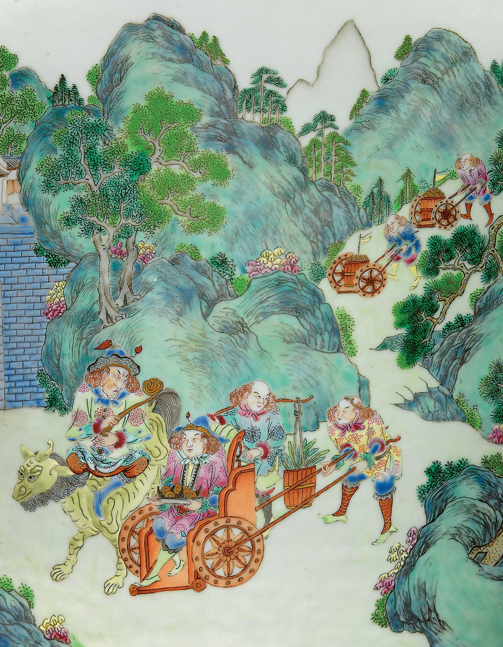 Yksityiskohta yhdestä Imperial Famille -ruusumaljakosta (keraamiset) tekijältä Qing Dynasty   Jiaqing Period Chinese School