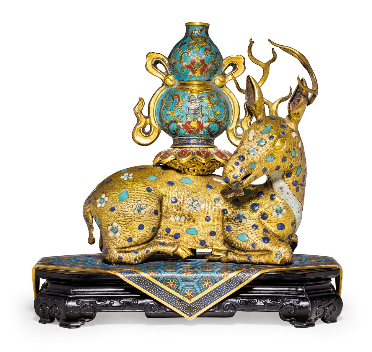 Pari makuupeuraa (kullattu-kupari & cloisonné emali) tekijältä Qing Dynasty   Qianlong Period Chinese