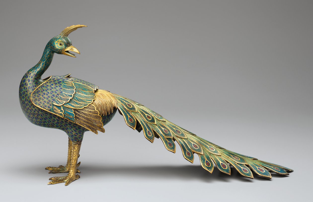 Cloisonne riikinkukon muotoinen suitsutusastia tekijältä Qing Dynasty   Qianlong Period Chinese