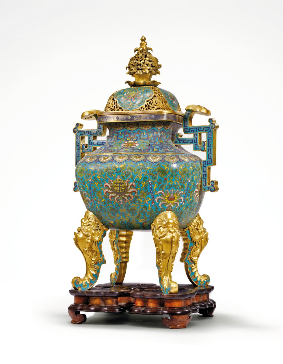 Suuri keisarillinen Cloisonne emali Ruyi-kahvainen maljakko tekijältä Qing Dynasty   Qianlong Period Chinese School
