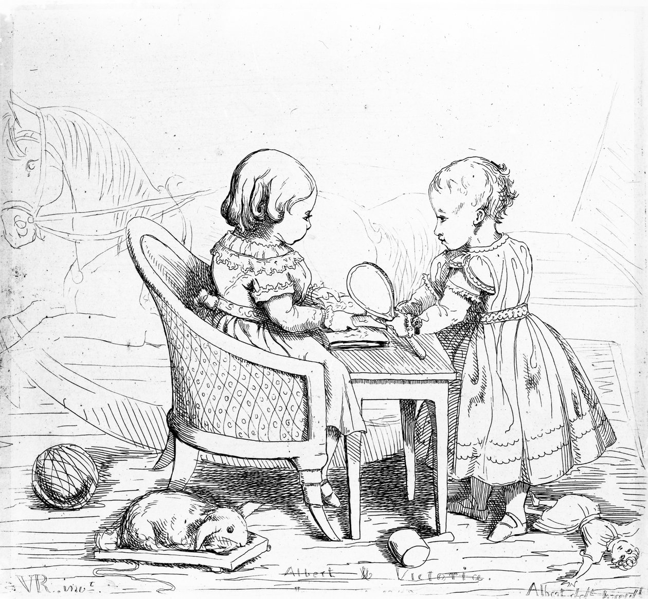 Albert, Walesin prinssi ja Victoria, Prinsessa Royal, kaivertanut prinssi Albert, n. 1843 tekijältä Queen Victoria