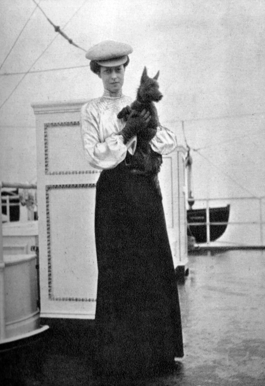 Prinsessa Victoria 1868-1935 Macin kanssa kuninkaallisella jahdilla Victoria ja Albert III, 1908. tekijältä Queen Alexandra