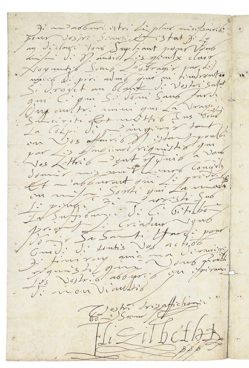 Ranskankielinen kirje Englannin Elizabeth I:ltä ranskalaiselle Henri IV:lle, n. 1596 tekijältä Queen Elizabeth I of England and