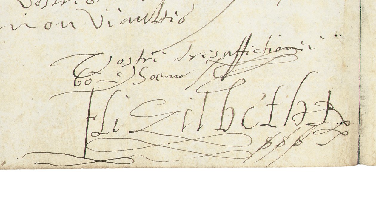 Allekirjoitus Englannin Elizabeth I:n kirjeeseen ranskalaiselle Henri IV:lle, n. 1596 tekijältä Queen Elizabeth I of England and