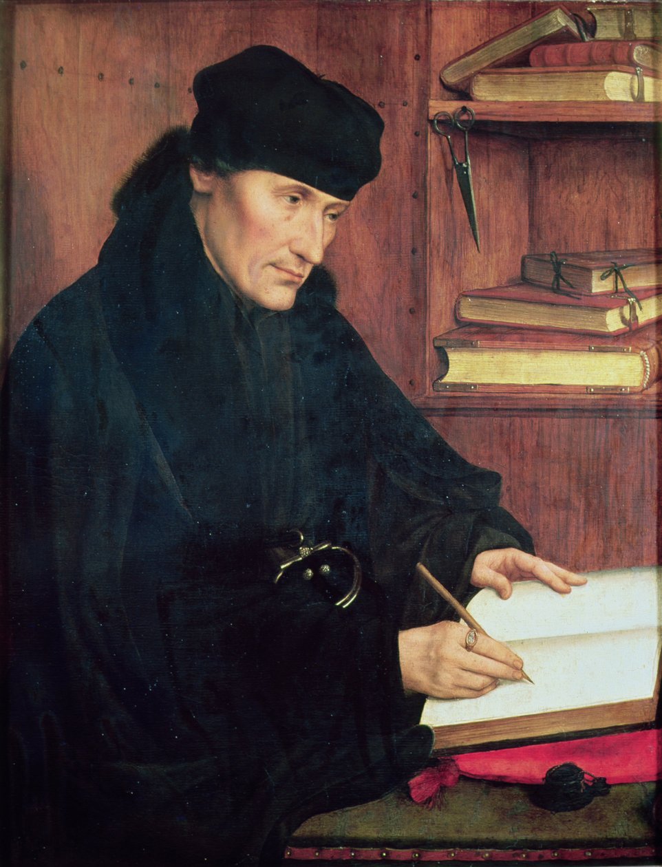 Erasmus Rotterdamilaisen (1466-1536) muotokuva tekijältä Quentin Massys or Metsys