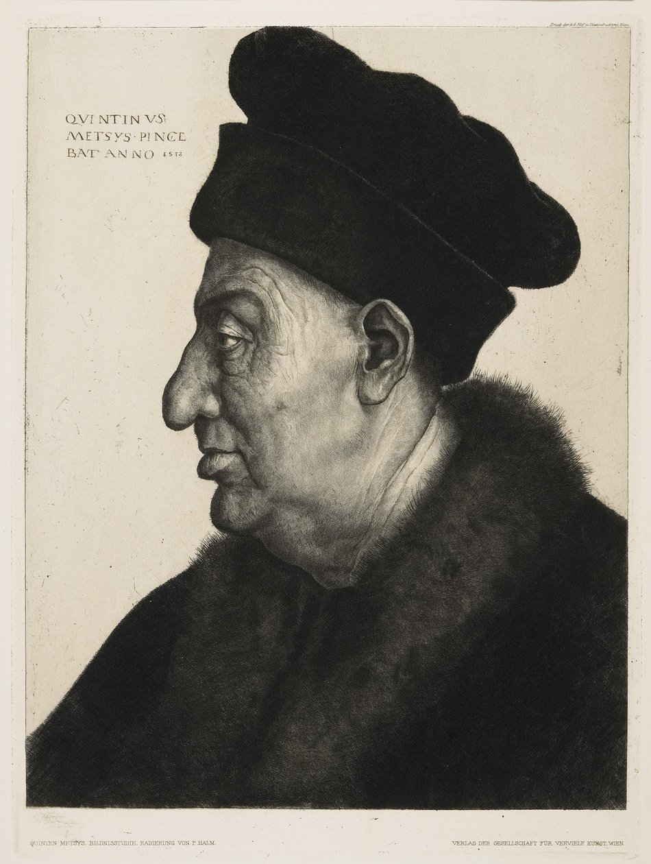 Muotokuvatutkimus, kaivertanut Peter von Halm (1854-1923) tekijältä Quentin (after) Massys
