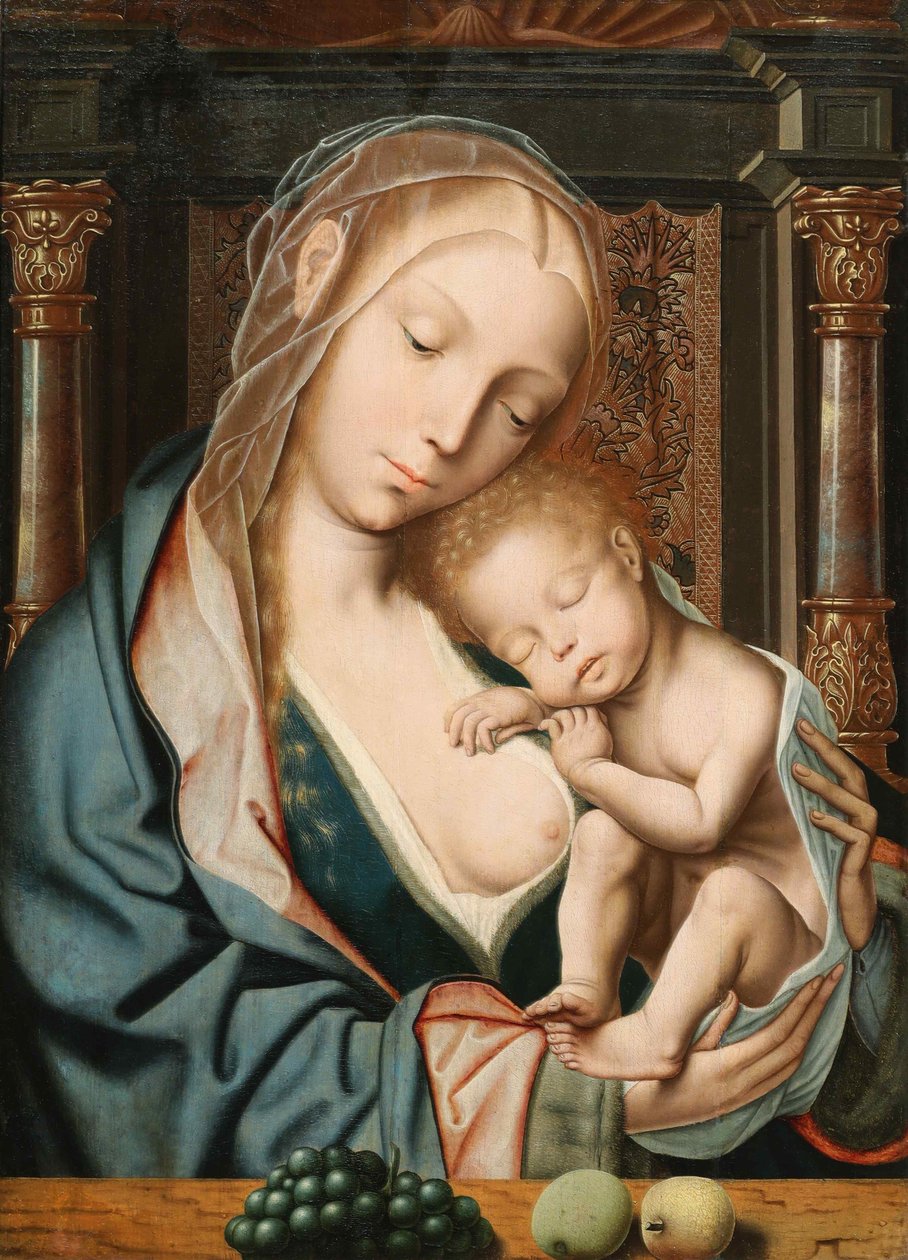 La Vierge aux rusinat Neitsyt viinirypäleen kanssa, 1500-luku. tekijältä Quentin . Massys