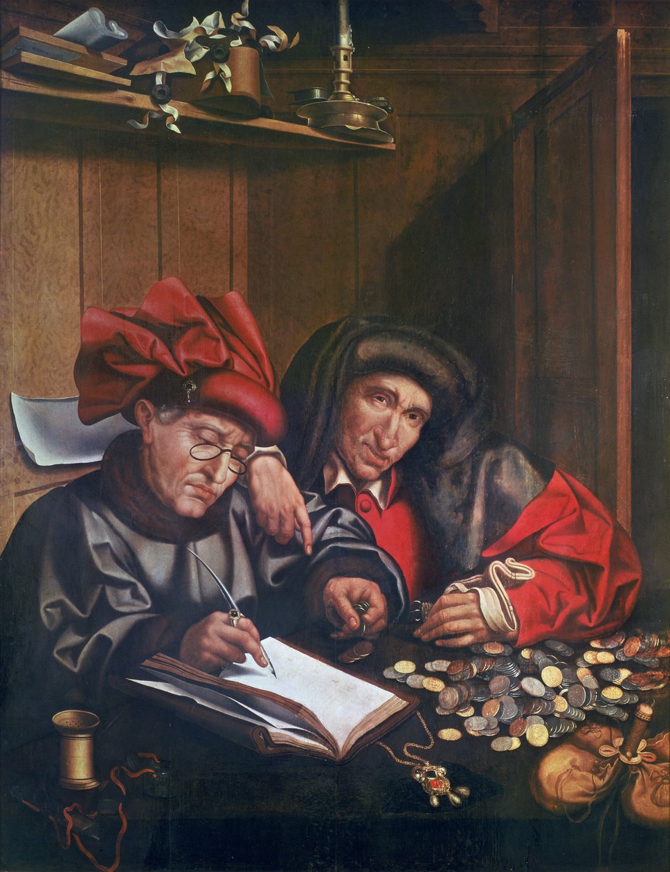 Rahanvaihtajat, n. 1530 tekijältä Quentin Massys or Metsys