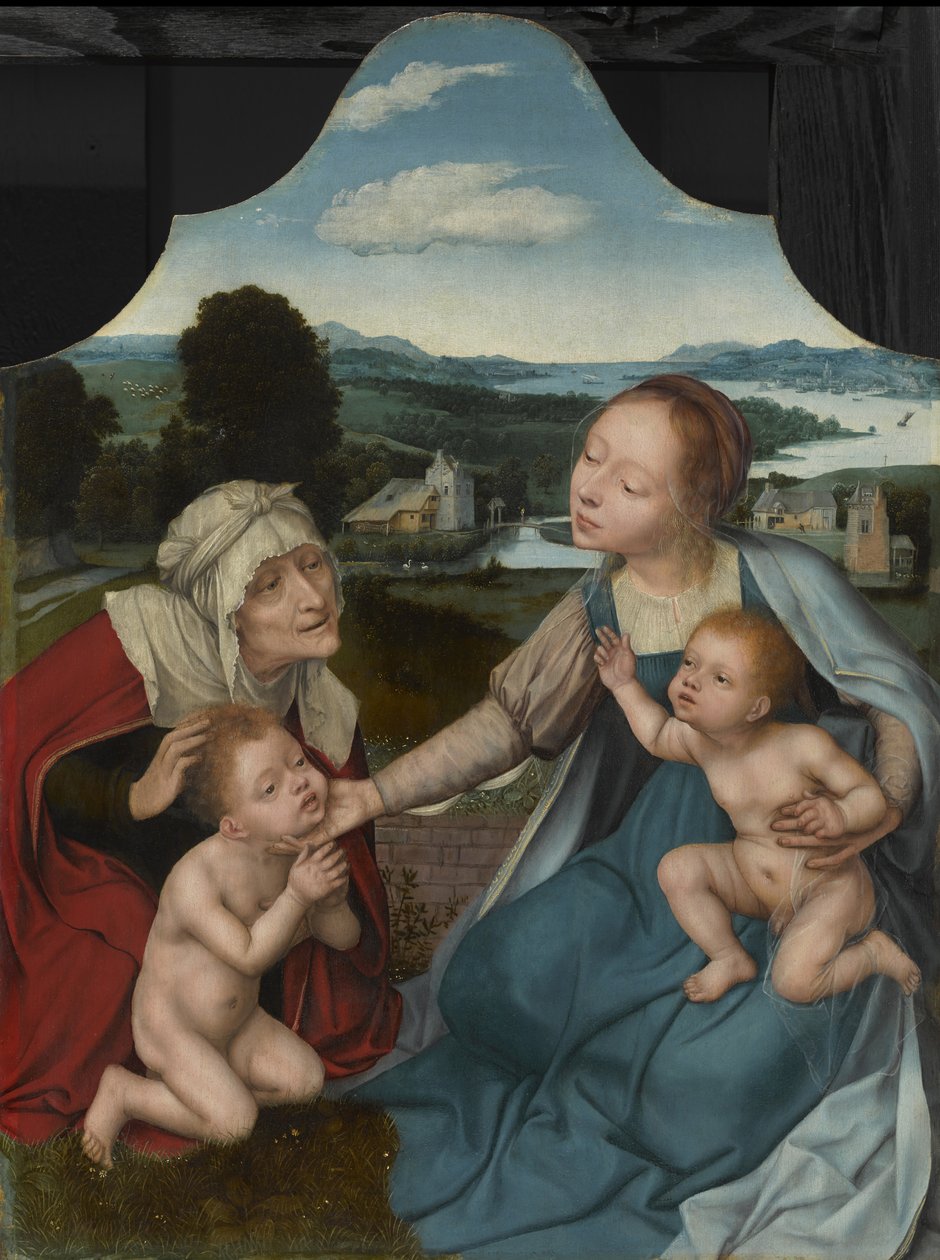 Neitsyt ja lapsi pyhien Elisabetin ja Johannes Kastajan kanssa, n. 1520-25 tekijältä Quentin Massys or Metsys