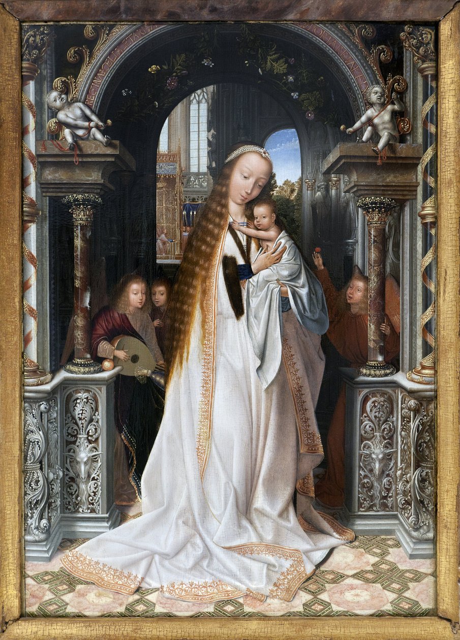 Neitsyt ja lapsi enkelien ympäröimänä, Quentin Metsysin (1466-1530) maalaus, valokuvaus, KIM Youngtae, Lyon, Musee des Beaux Arts de Lyon. tekijältä Quentin Metsys