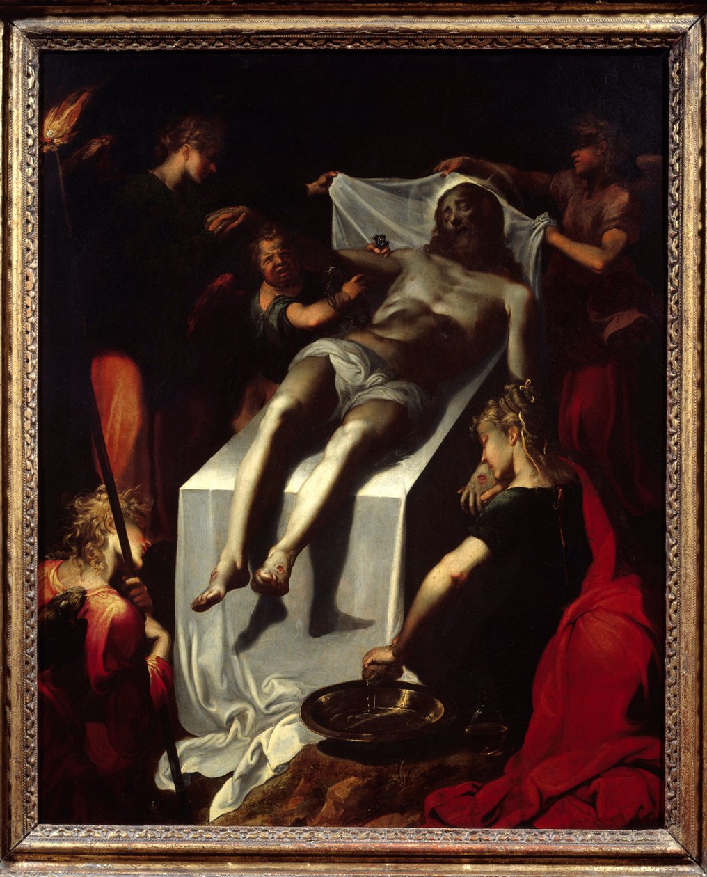 Kristuksen hautaus (hauta). Quentin Varinin (1570-1634) maalaus, vuoden 1600 jälkeen. öljy kankaalle. Mitat: 0,84 x 0,67 m. Pariisi, Musee du Louvre. tekijältä Quentin Varin