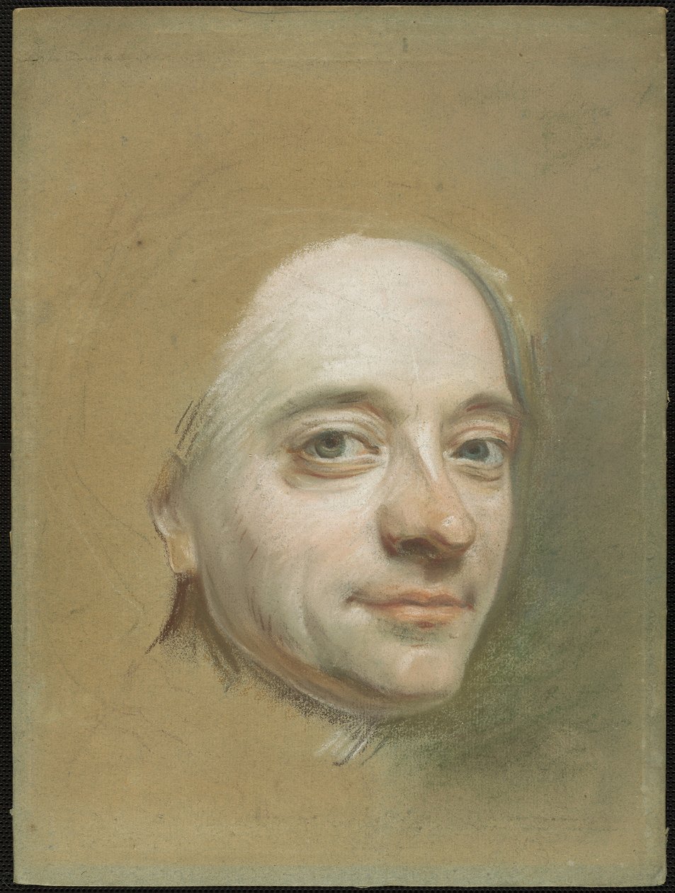 Omakuva, n. 1737 (pastelli vihertävänruskealle paperille) tekijältä Quentin de la Latour
