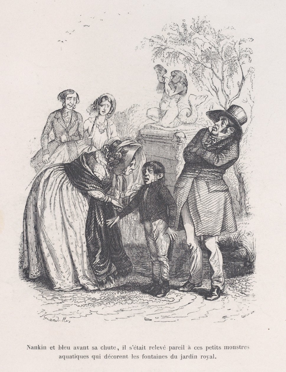 Hän nousi kuin nuo pienet merihirviöt, jotka koristavat suihkulähteitä. Pikku kurjuudesta..., 1843. tekijältä Quichon