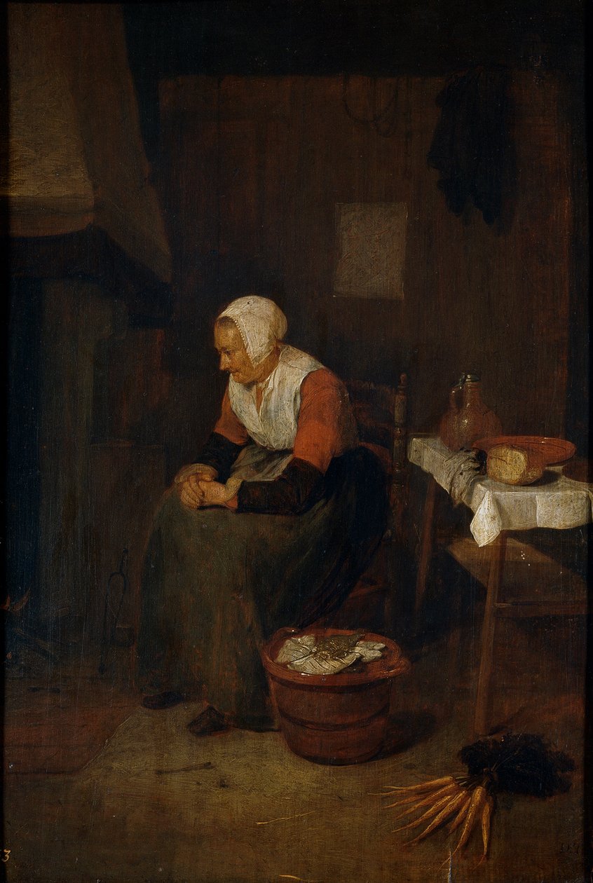 Anciana junto a una chimenea tekijältä Quirijn van Brekelenkam